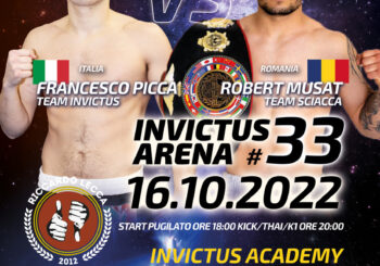 Invictus Arena #33 | 16 Ottobre | Muay Thai, K1 Rules, Pugilato